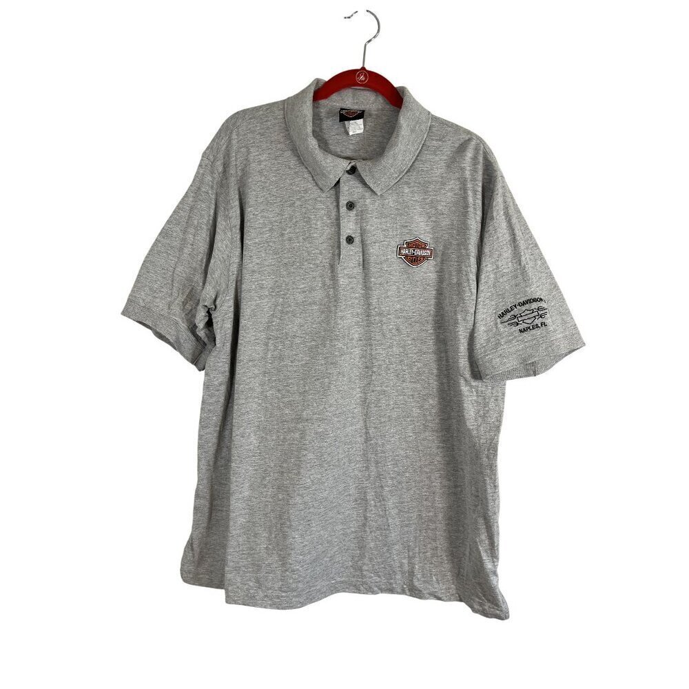 Harley Davidson Polo Biker Shirt XL Gray Motorcycle Embroidery Neutral 80s Hog